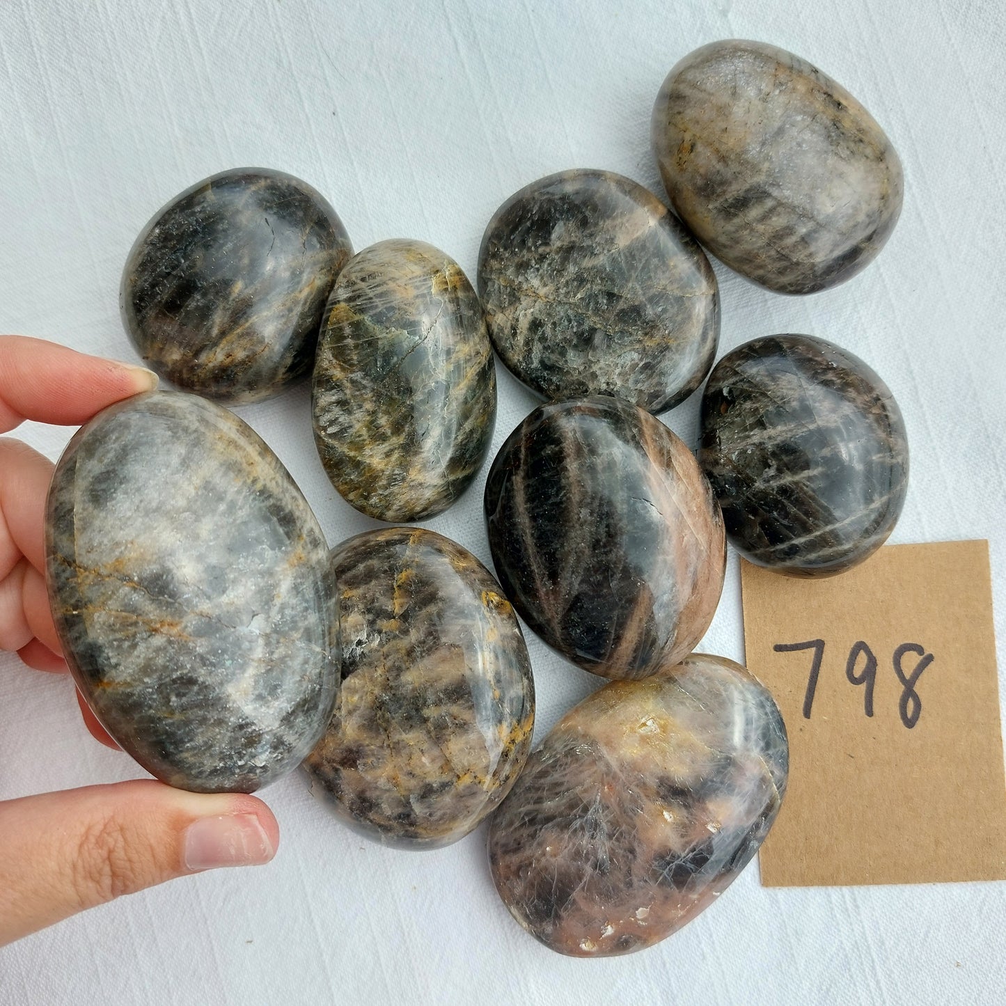 Black Moonstone Palm Stone - BULK - Madagascar - Under 1kg
