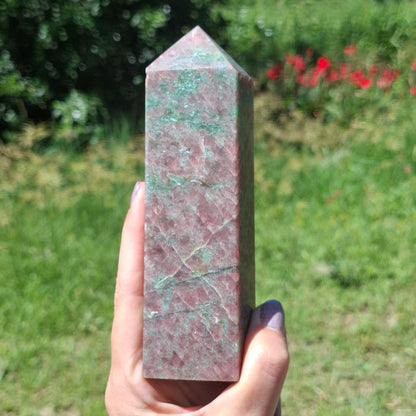 Eclogite (Omphite in Red Garnet) Tower - 579g