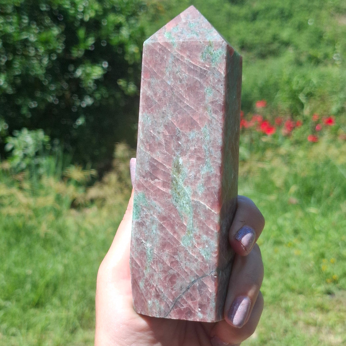 Eclogite (Omphite in Red Garnet) Tower - 705g