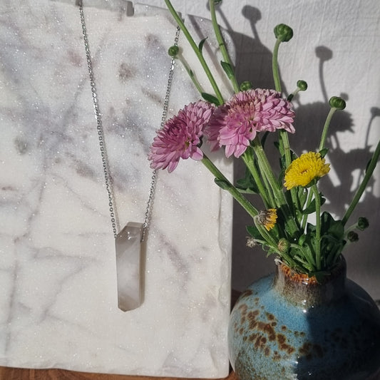 Agate & Silver - Bead Necklace