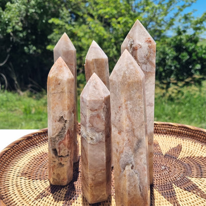 Pink Calcite with Quartz Towers - Madagascar