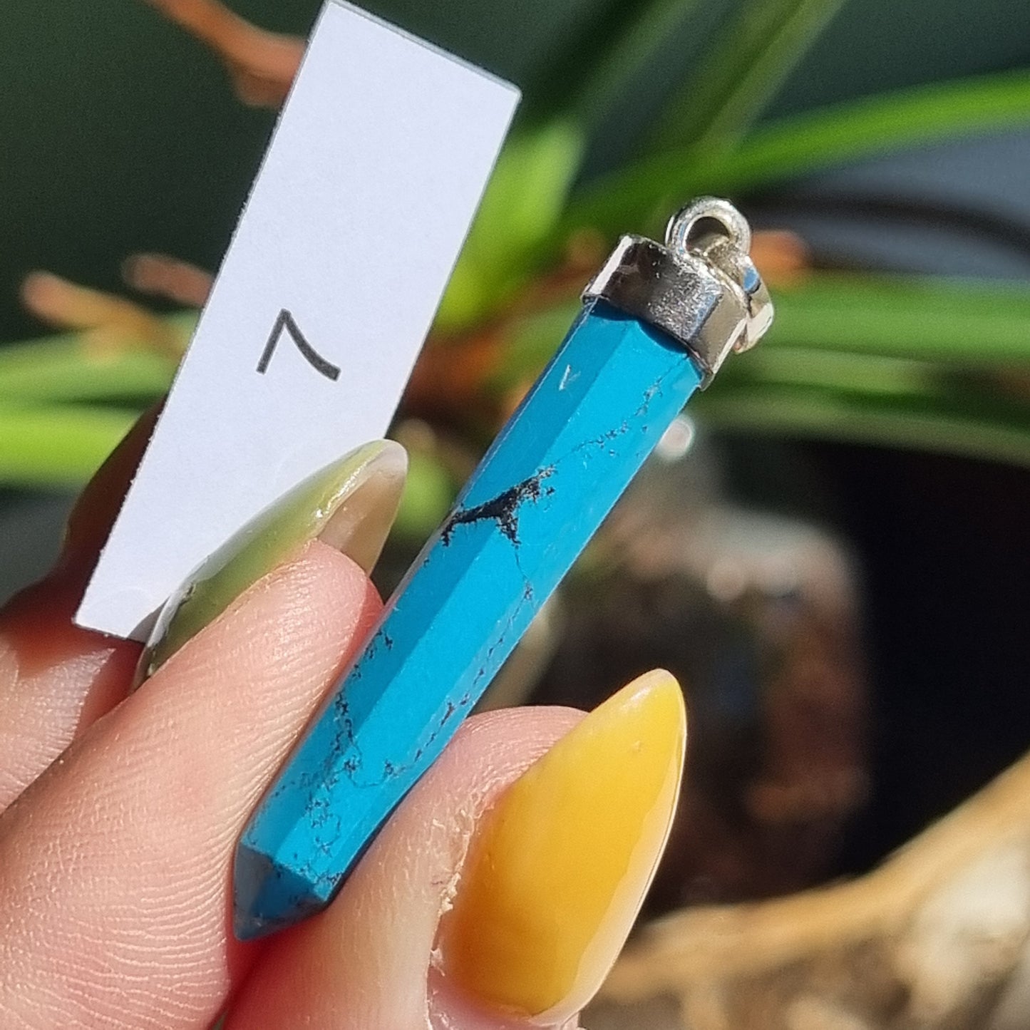 Blue Howlite Point Sterling Silver Pendant