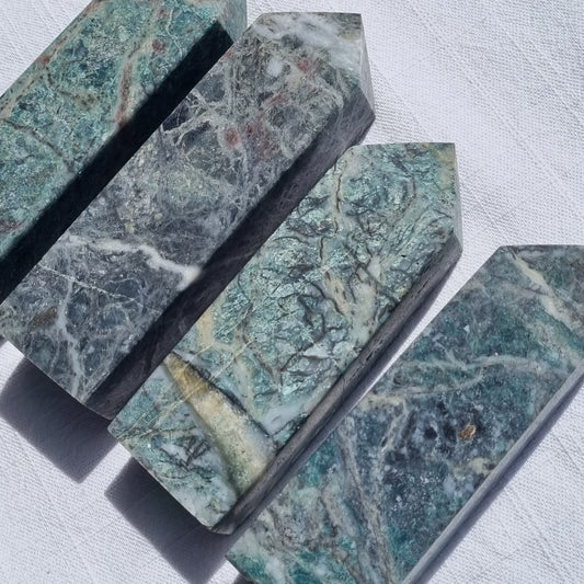 Marcasite in Green Matrix Obelisk