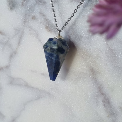 Sodalite & Silver - Pendulum Necklace