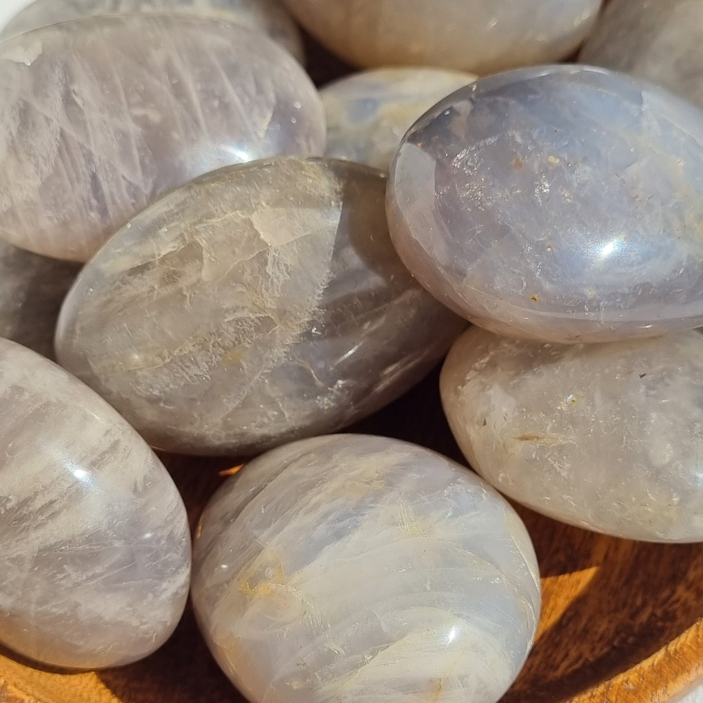 Blue Rose Quartz (Girasol) Palmstone - Madagascar