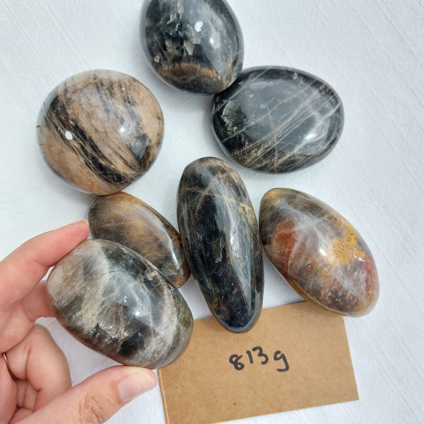 Black Moonstone Palm Stone - BULK - Madagascar - Under 1kg