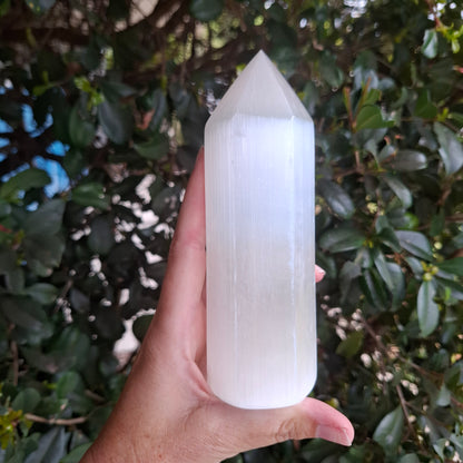 Selenite Hexagon Tower - Morocco - 15cm