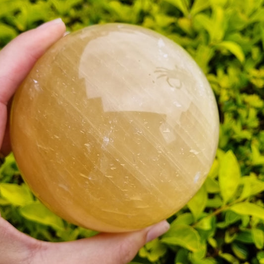 Golden Calcite Sphere - China - 1.224kg