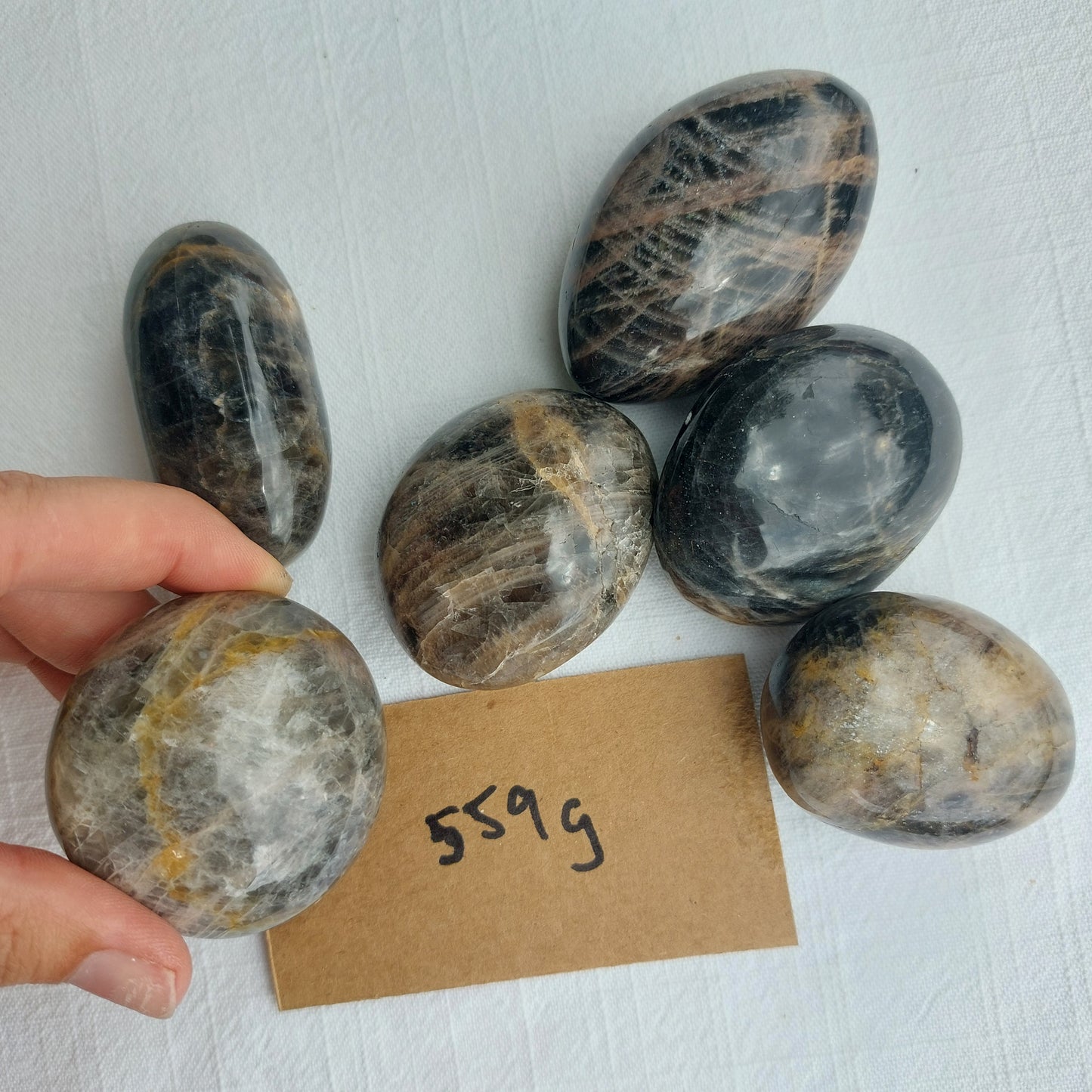 Black Moonstone Palm Stone - BULK - Madagascar - Under 1kg