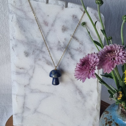 Lapis Lazuli & Gold - Mushroom Necklace