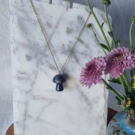 Lapis Lazuli & Gold - Mushroom Necklace