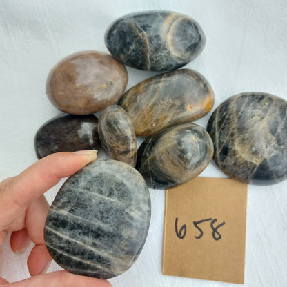 Black Moonstone Palm Stone - BULK - Madagascar - Under 1kg