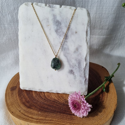 Emerald & Gold - Faceted Bead Necklace