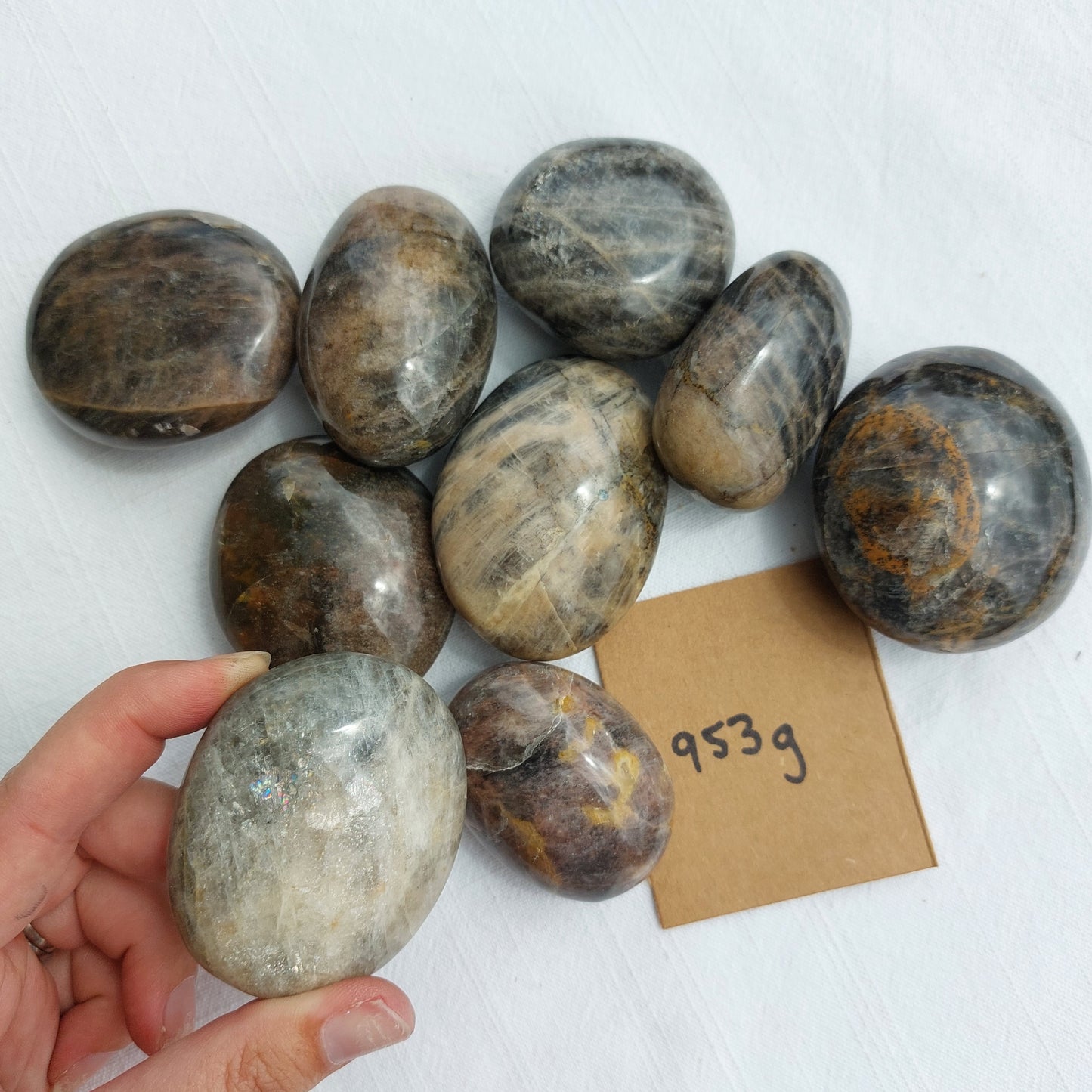 Black Moonstone Palm Stone - BULK - Madagascar - Under 1kg