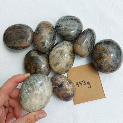 Black Moonstone Palm Stone - BULK - Madagascar - Under 1kg