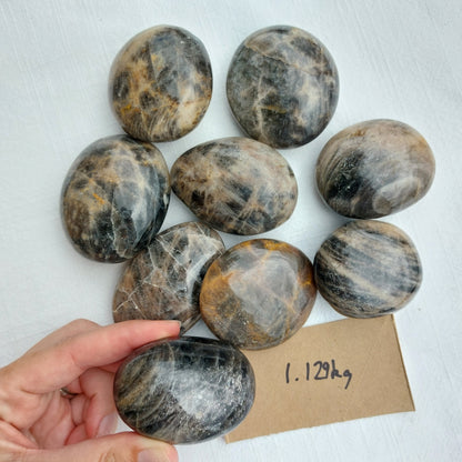 Black Moonstone Palm Stone - BULK - Madagascar - Over 1kg