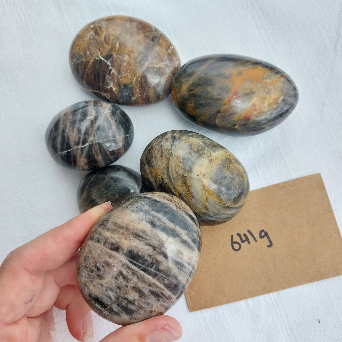 Black Moonstone Palm Stone - BULK - Madagascar - Under 1kg
