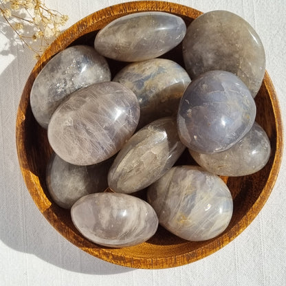 Blue Rose Quartz (Girasol) Palmstone - Madagascar