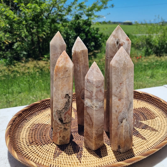 Pink Calcite with Quartz Towers - Madagascar