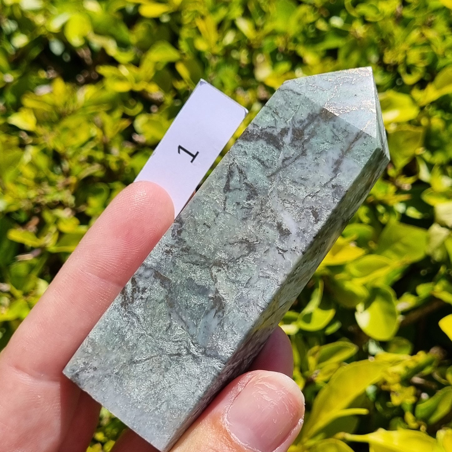Marcasite in Green Matrix Obelisk