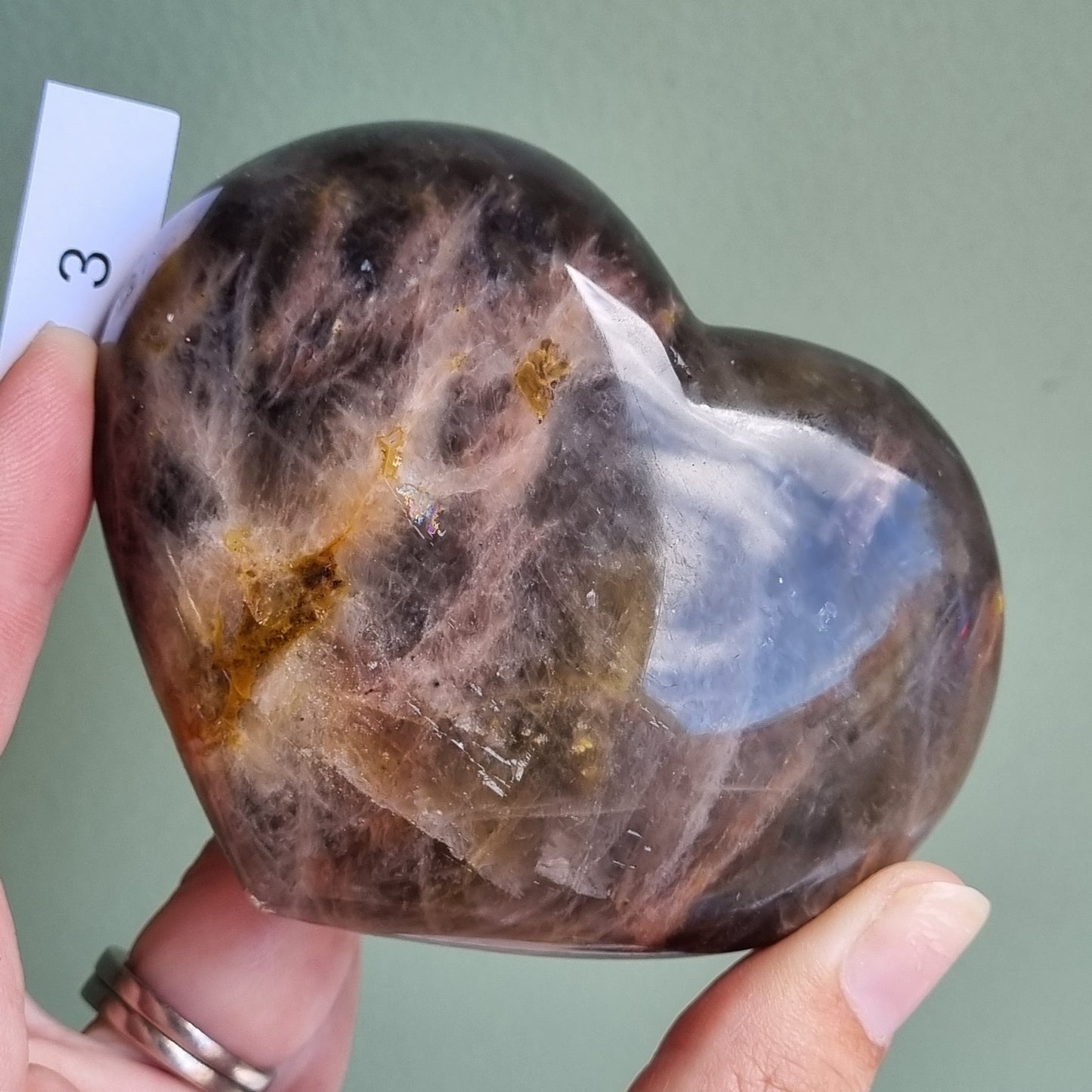 Black Moonstone Heart - Madagascar