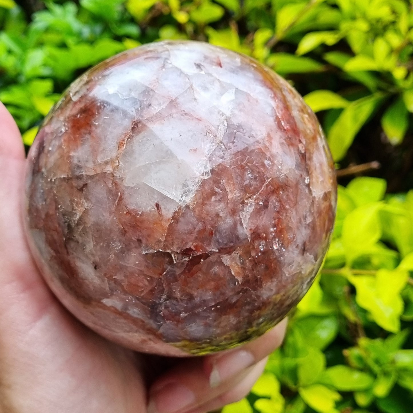 Fire Quartz Sphere - Madagascar - 959g
