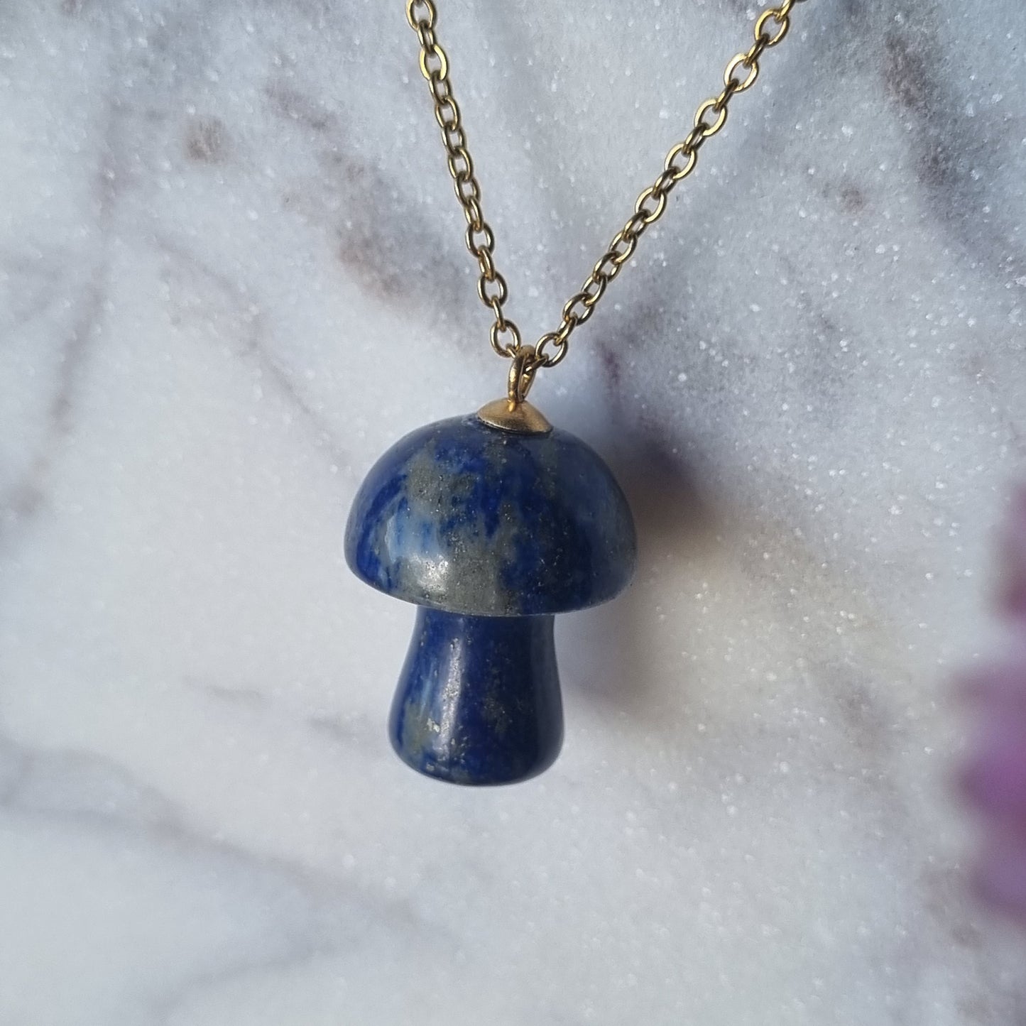 Lapis Lazuli & Gold - Mushroom Necklace