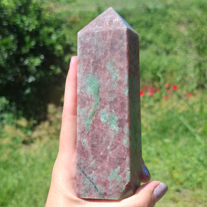 Eclogite (Omphite in Red Garnet) Tower - 705g