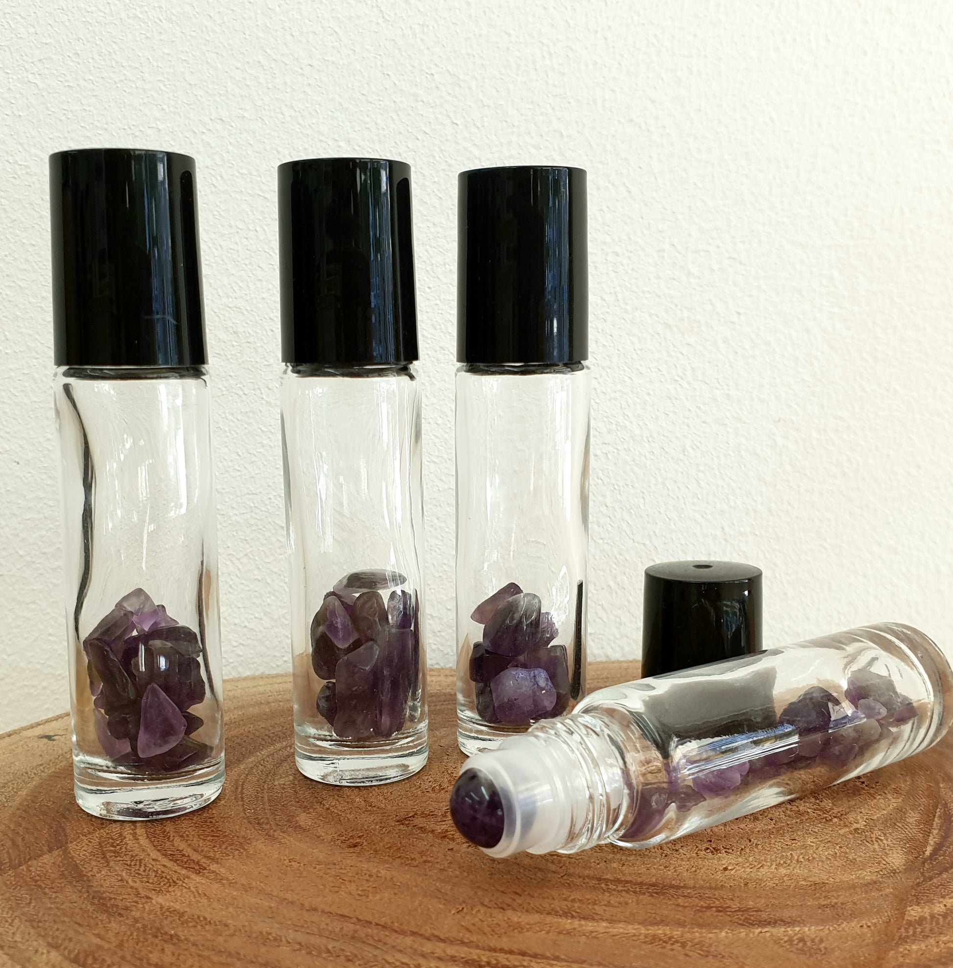 Roller Bottle - Amethyst Gemstone - Thick Glass - 10ml - Sparrow and Fox