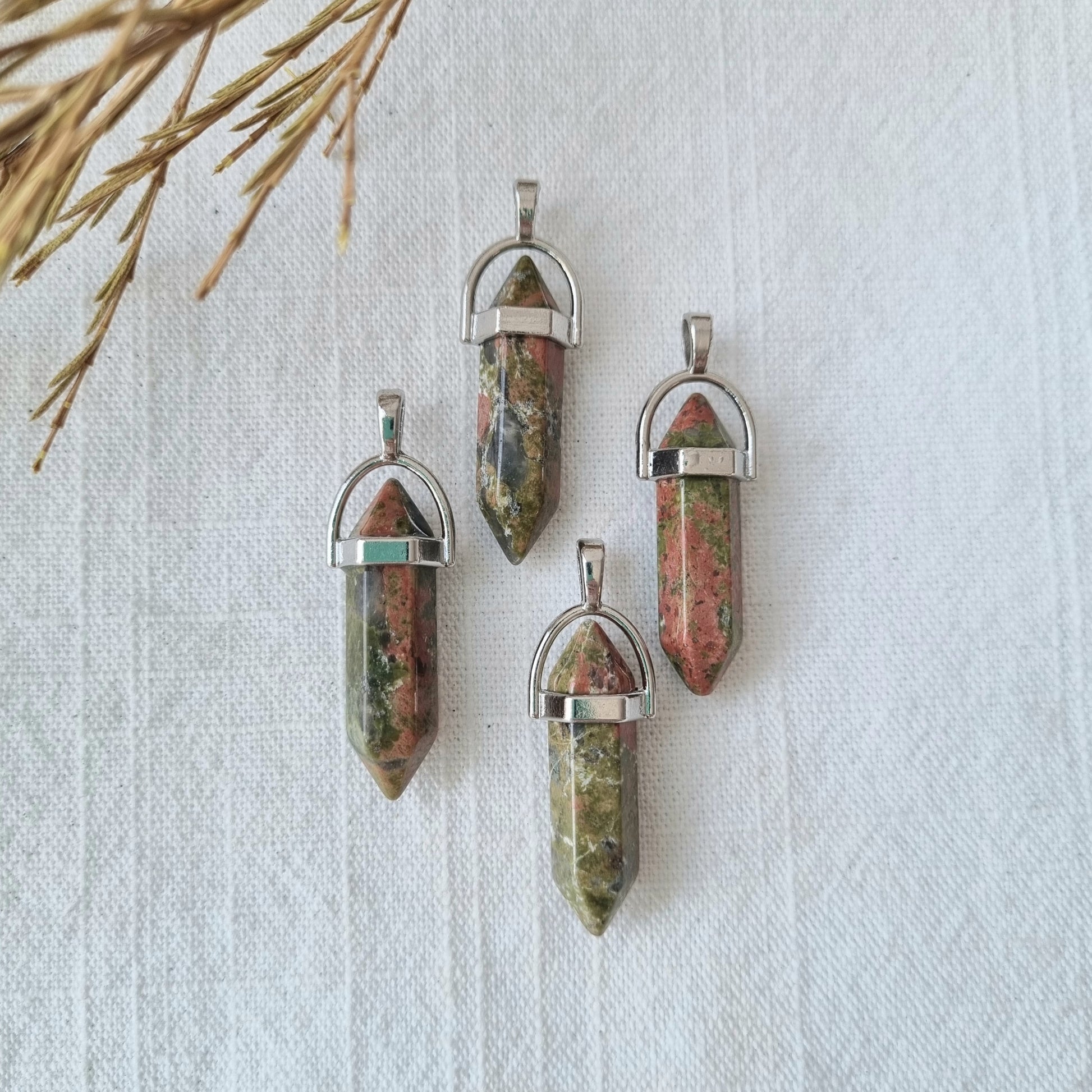Unakite Double Point Pendant - Sparrow and Fox