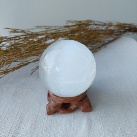 Selenite Sphere - Morocco - 70-80mm - Sparrow and Fox