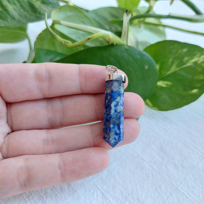 Lapis Lazuli Point Sterling Silver Pendant - Sparrow and Fox