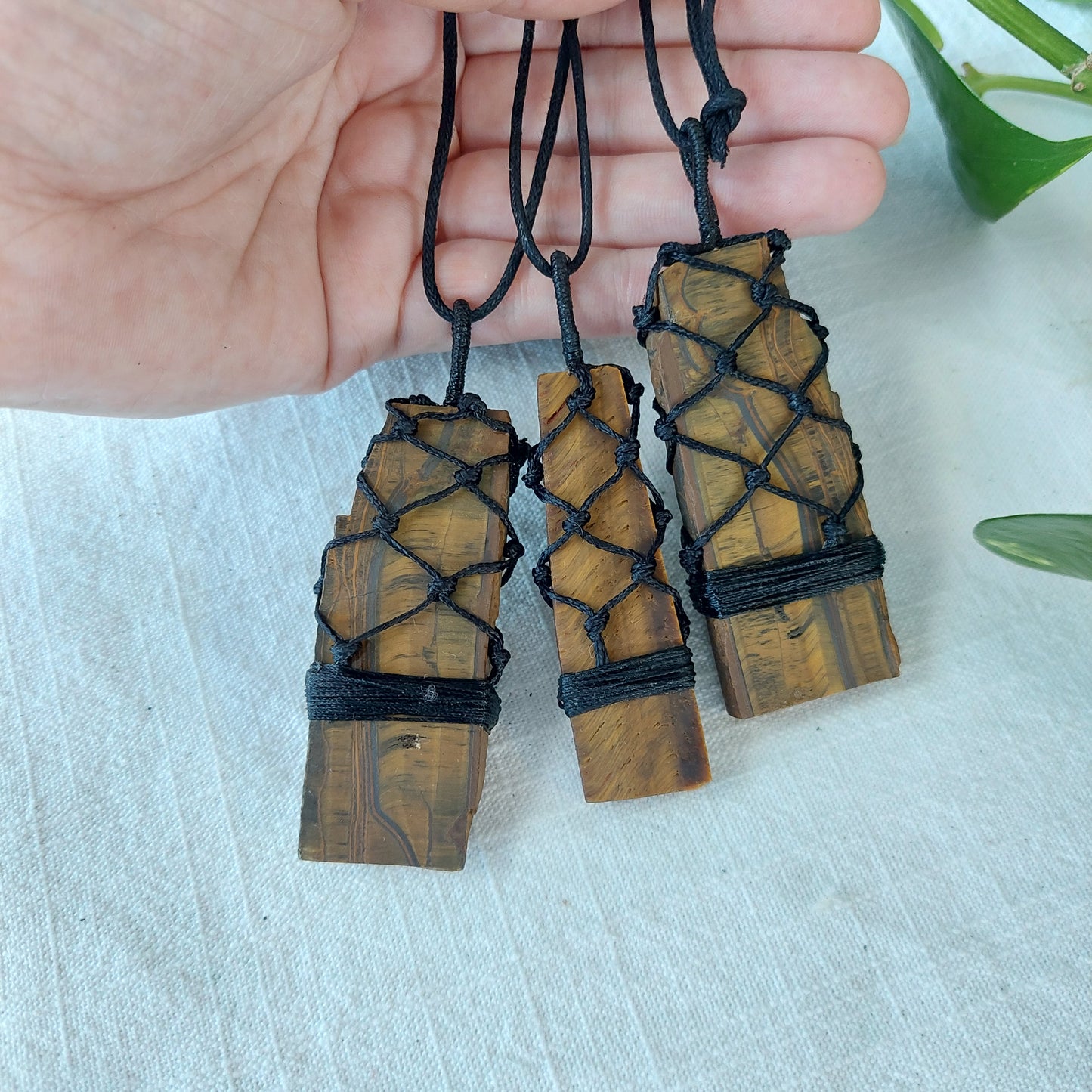 Tigers Eye Macrame Necklace - Sparrow and Fox