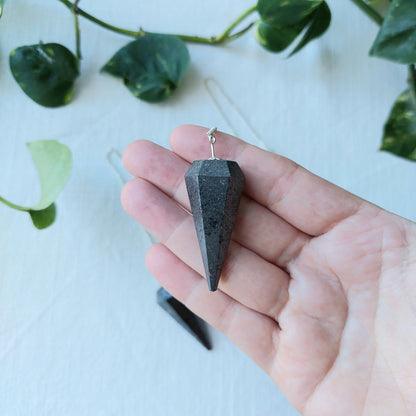 Hematite Pendulum - 6 Faceted with moon charm - Sparrow and Fox