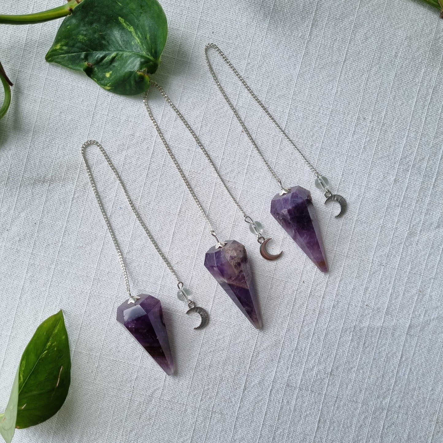 Amethyst Pendulum - 6 Faceted with moon charm