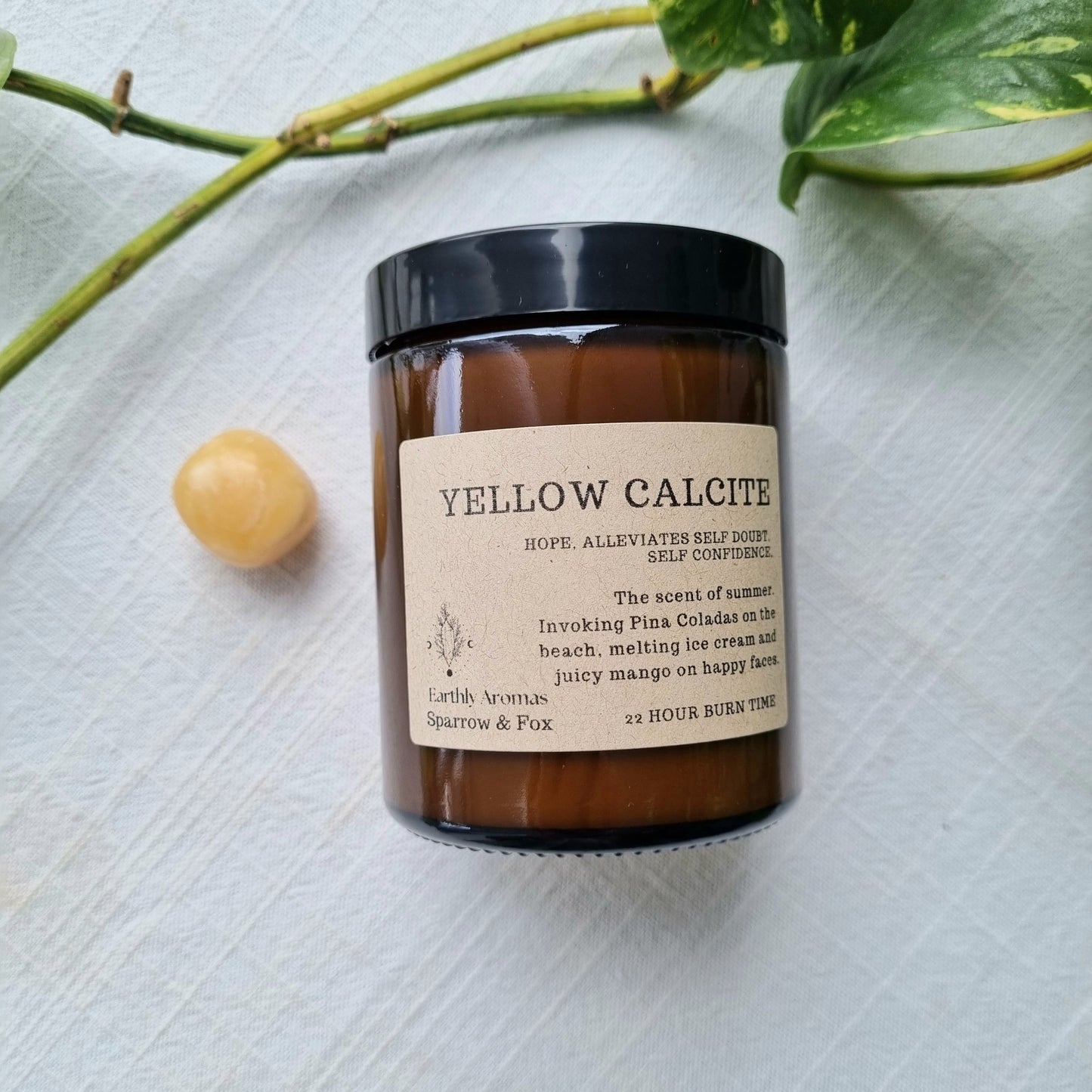 Yellow Calcite Scented Candle - Limited Edition October - Sparrow and Fox