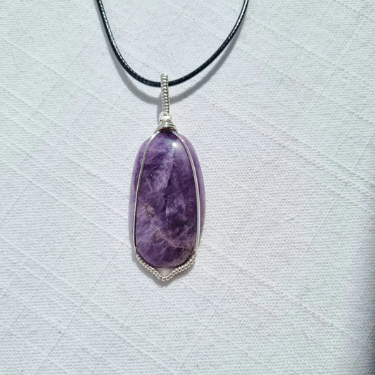 Amethyst Cabochon Silver Wire Pendant – Ray of Sunshine - Sparrow and Fox