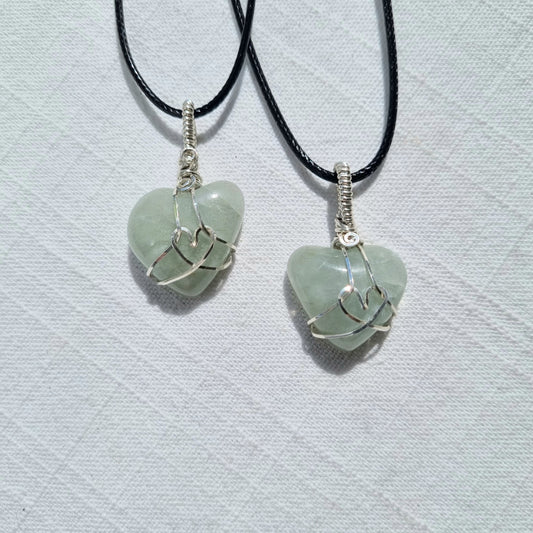 Aquamarine Heart Silver Wire Pendant – Ray of Sunshine - Sparrow and Fox