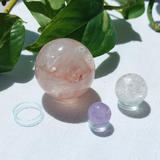 Mini Clear Sphere Stands - Set 4 - Sparrow and Fox