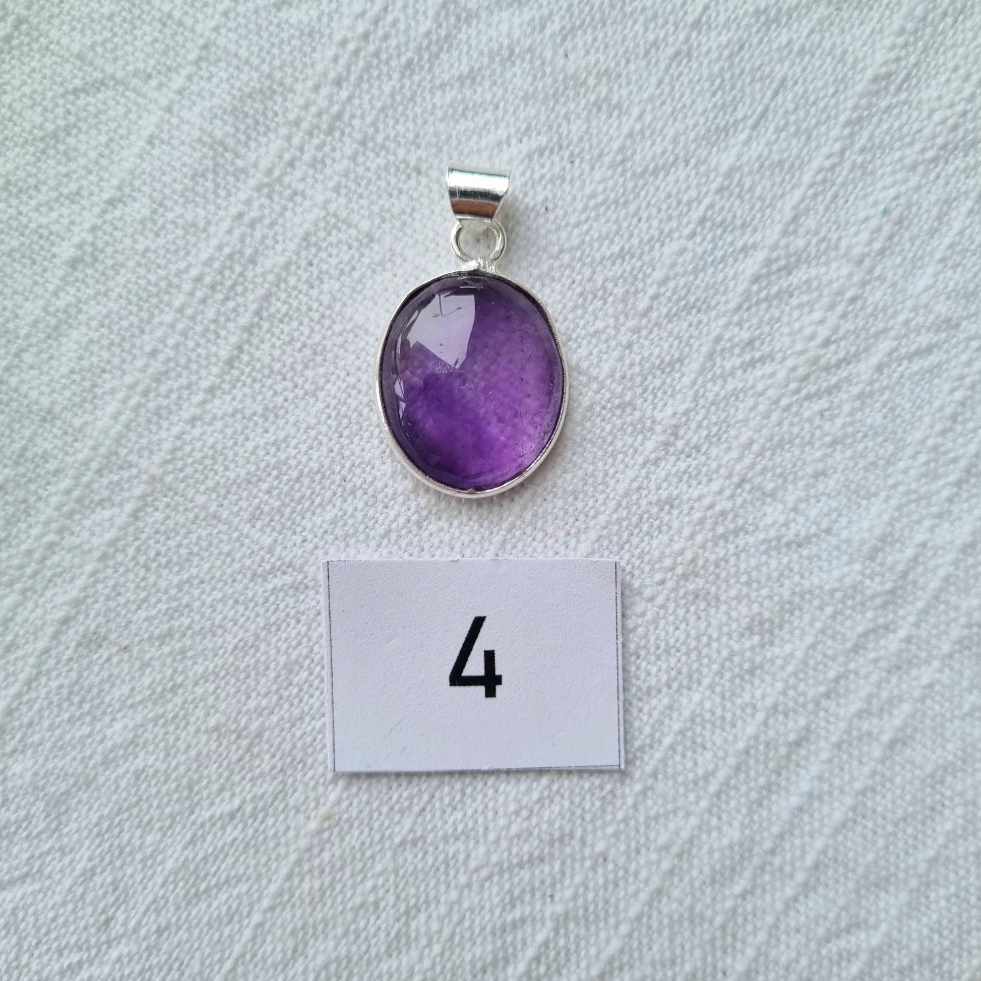 Amethyst Cabochon Sterling Silver Pendant - Sparrow and Fox