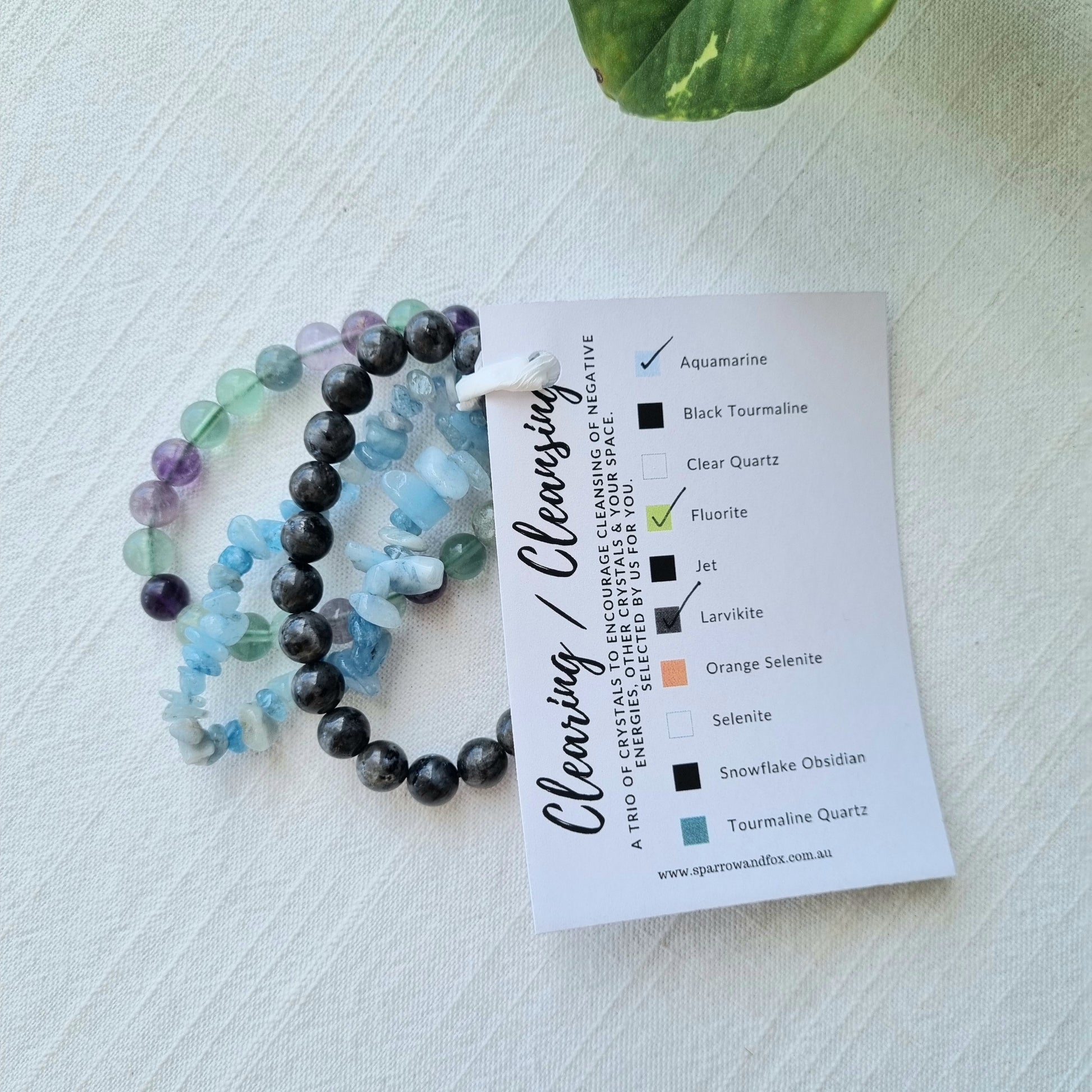 Crystal Vibe Bracelet Trio - Cleansing / Clearing - Sparrow and Fox