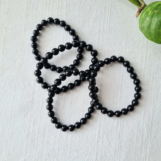 Black Obsidian round bead bracelet - 8mm - Sparrow and Fox