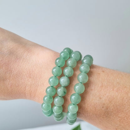 Green Aventurine round bead bracelet - 8mm - Sparrow and Fox