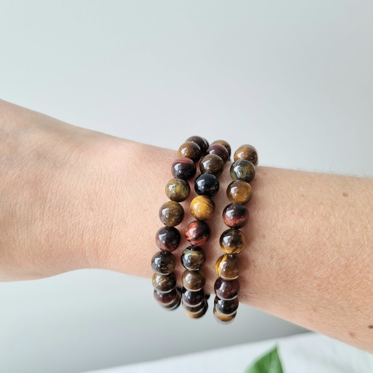 Mixed Tigers Eye Round Bead Bracelet - 8mm - Sparrow and Fox