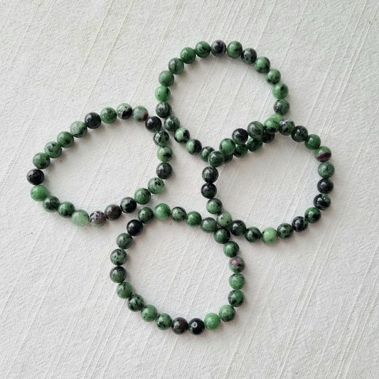 Ruby Zoisite Round Bead Bracelet - 8mm - Sparrow and Fox