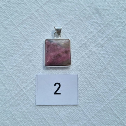 Rhodonite Cabochon Sterling Silver Pendant - Sparrow and Fox