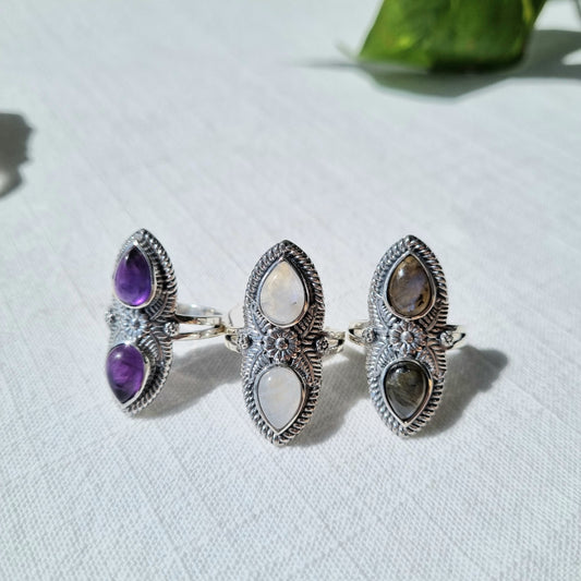 Crystal Gypsy Sterling Silver Ring - Sparrow and Fox
