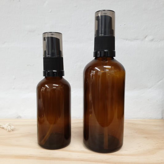 Serum/Gel Pump Bottle - Amber Glass - 3 Sizes - Sparrow and Fox