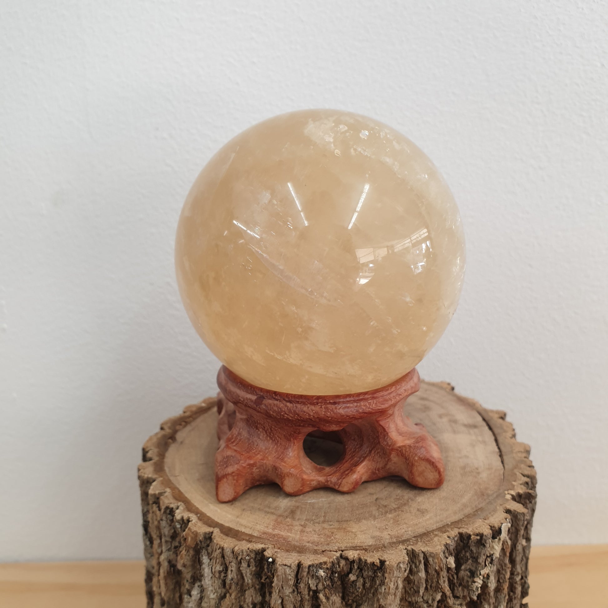 Carved wooden sphere stand/pedestal - 5 Sizes - Sparrow and Fox